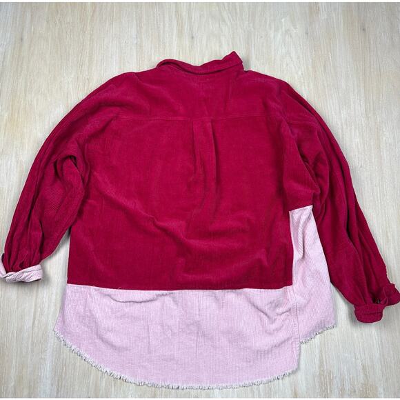 GeeGee Pink Corduroy Fringe Patchwork Boho Whimsical Shacket Coat Jacket 3XL - Picture 13 of 16